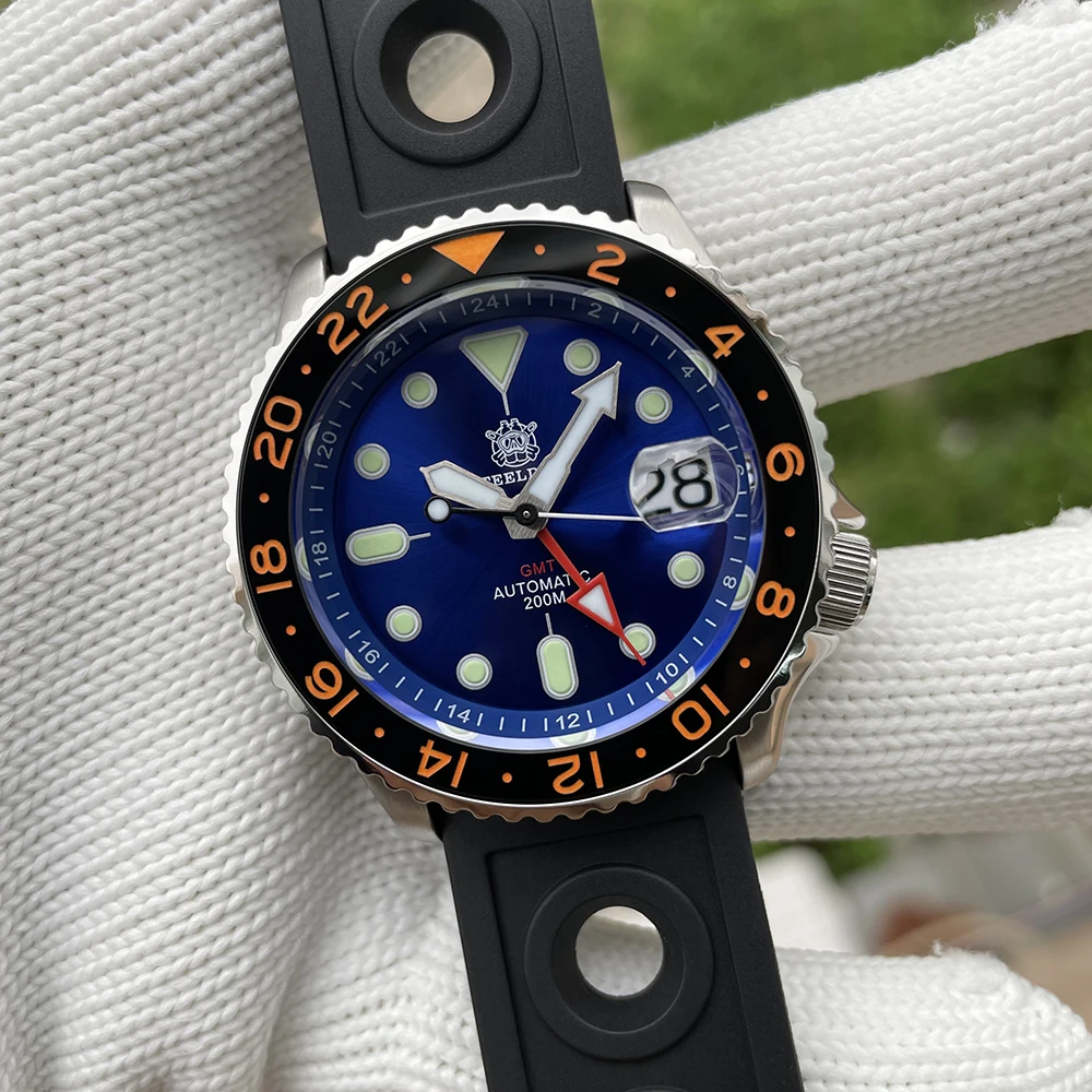 Steeldive Мужские автоматические часы 42 мм GMT Роскошные механические наручные для