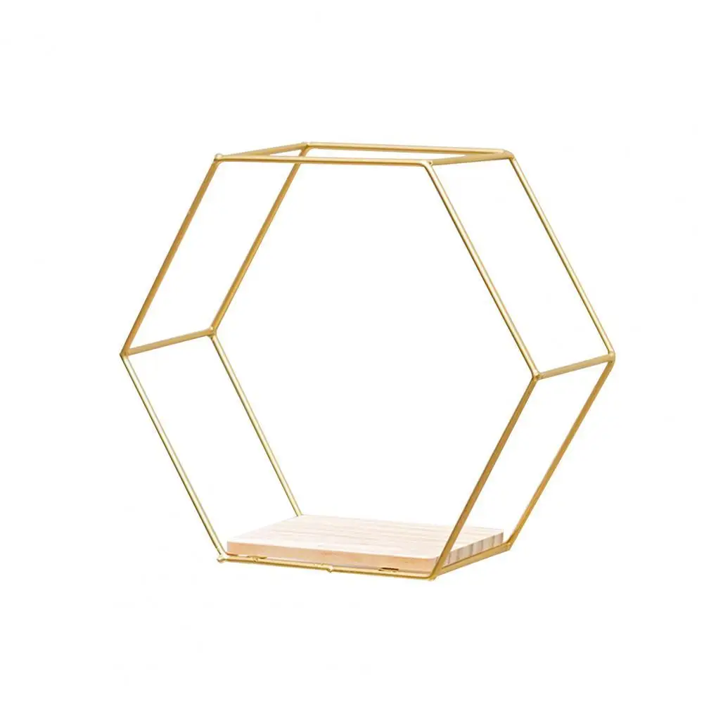 

Hexagonal Shelf 3 Sizes Iron Storage Holder Nordic Style Storage Creative Geometric Firm Hexagonal Shelf