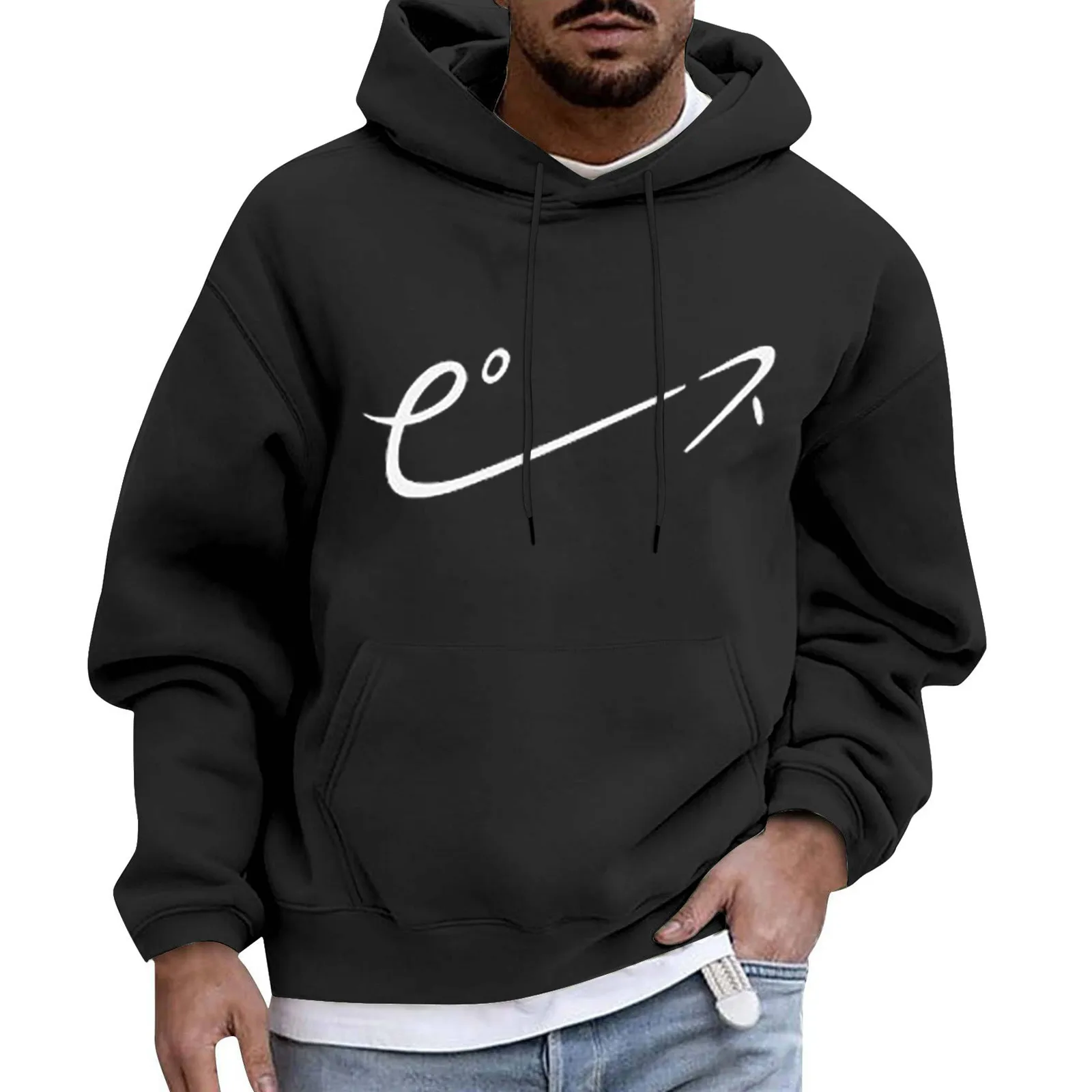 

Мужская осенне-зимняя модная повседневная толстовка с длинными рукавами и буквенным принтом, хлопковая толстовка