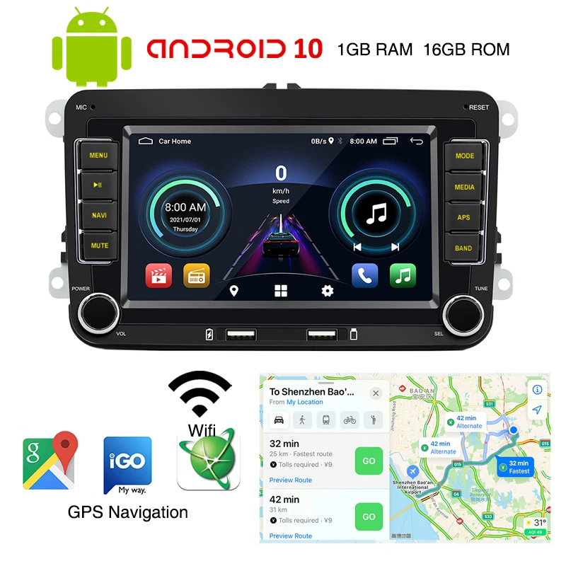 Автомобильный радиоприемник 2 Din VW Android Carplay Bluetooth Android-Авто DAB Plus FM RDS GPS Wifi головное