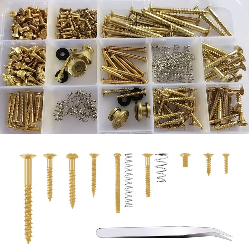 

Electric Guitar Screw Kit (9 Types) With Springs For Guitar Bridge,Pickguard,Tuner,Switch,Neck Plate,Guitar Strap Button
