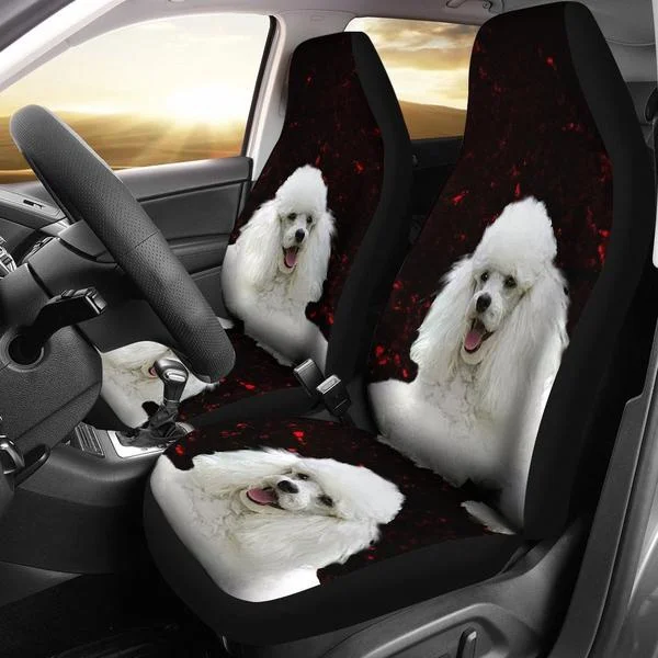 Cute Poodle Dog Print Car Seat Covers 2PCS