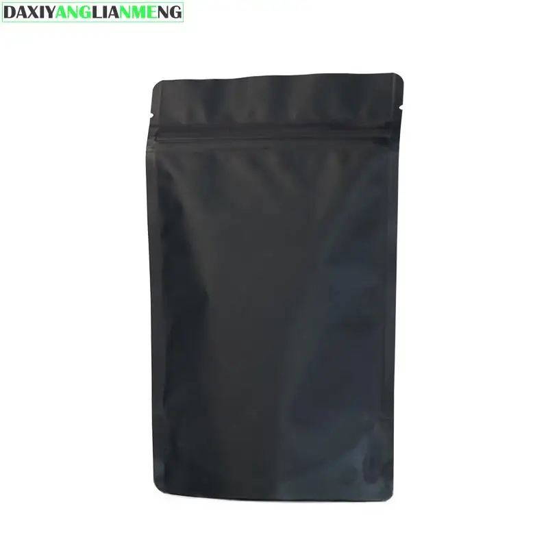 

50pcs/lot 13cm/15cm/18cm 3sizes Matt Finish Black Aluminum Foil Zipper Lock Bag Stand Up Gift Bags Food Packaging Retail