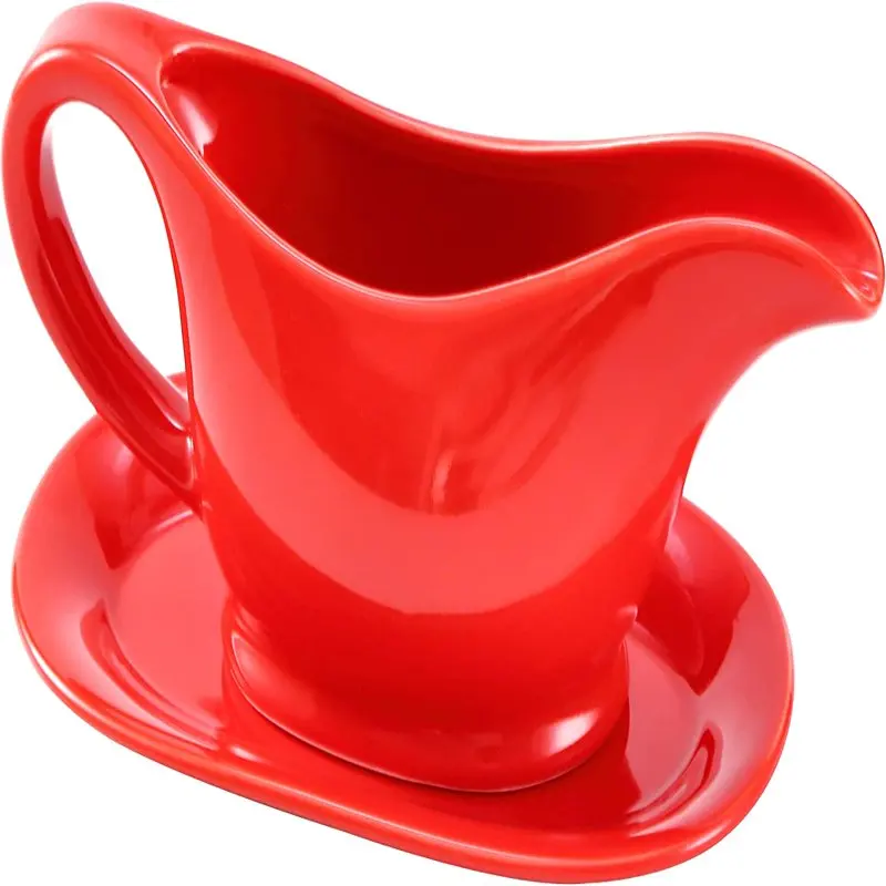 

Gravy Boat & Tray For Salad Dressings, Milk, Broth Oz Red