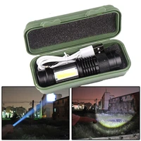 4000lm mini flashlight built in battery usb charging led flashlight cob zoomable waterproof tactical torch lamp bulbs lantern