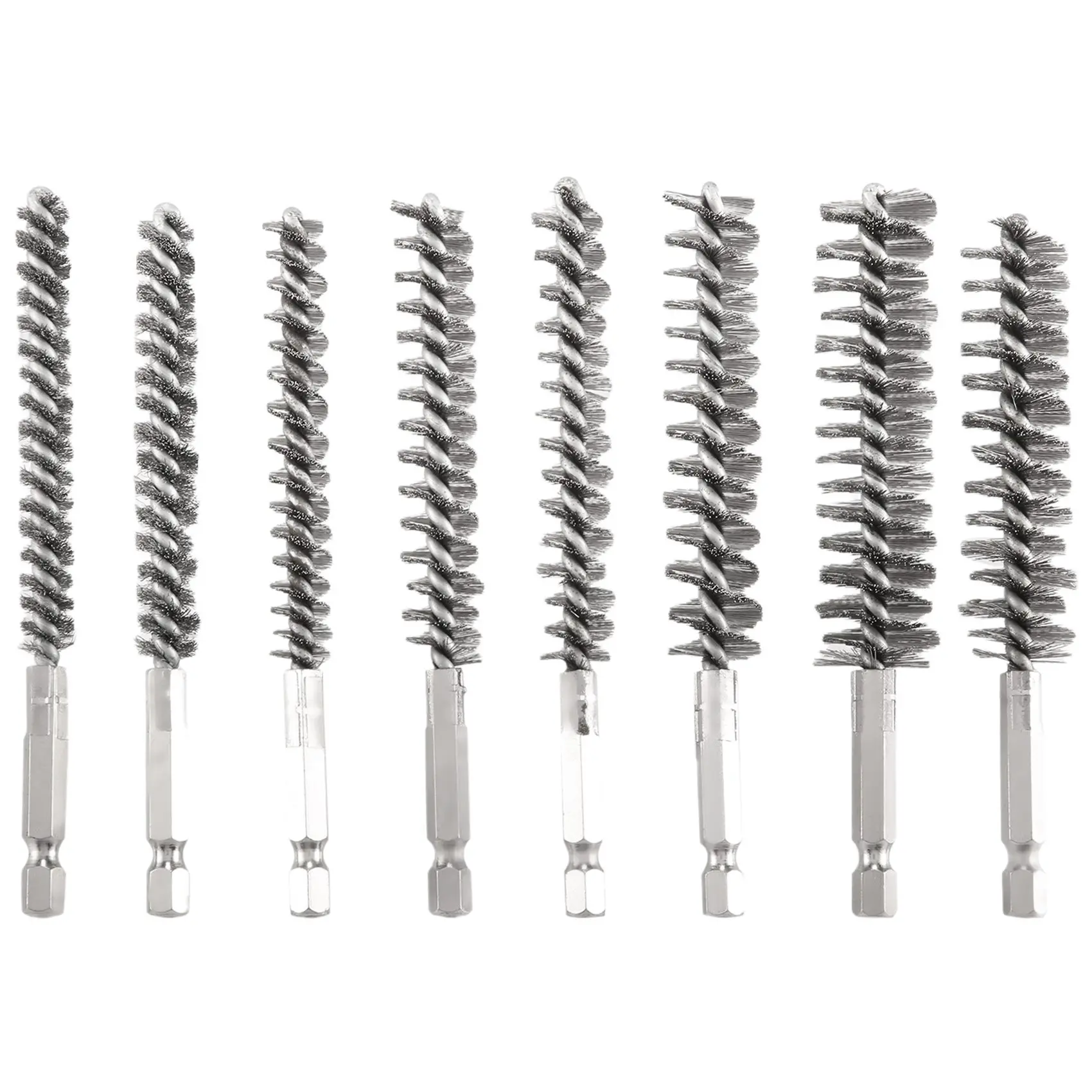 

8Pcs Wire Brush Drill Bit Set with 1/4 Inch Hexagon Shank Steel Wire Twisting Brush,Suitable for Drilling Percussion A