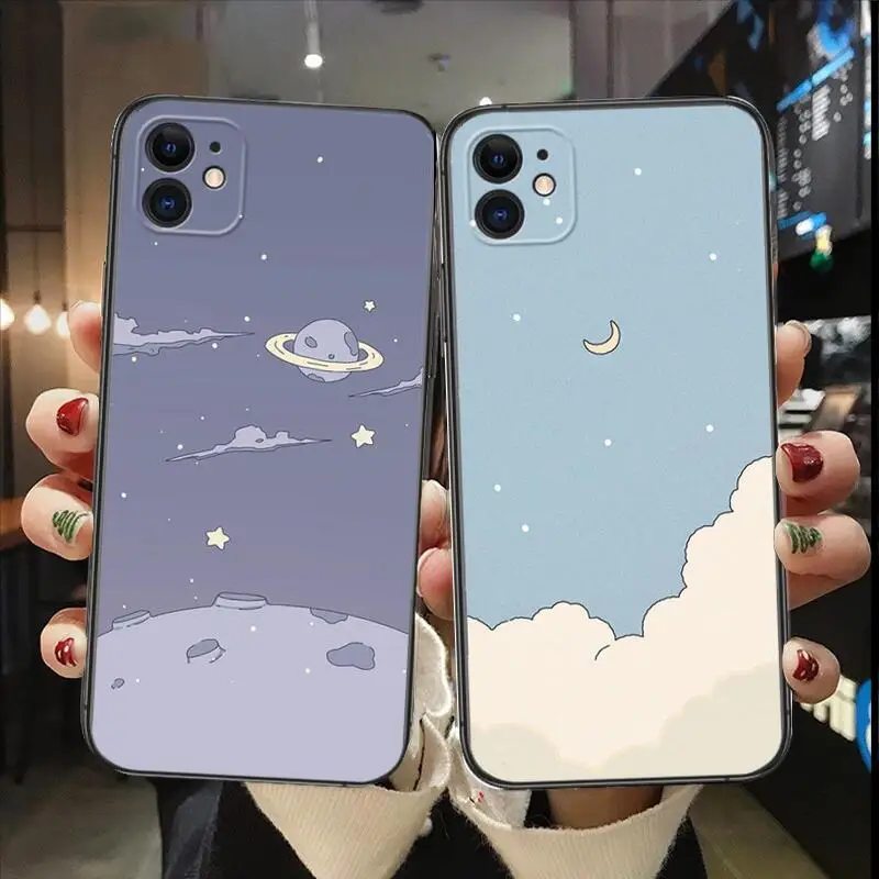 

Anime Scenery Black Phone Case For Apple IPhone 13 12 11 14 Pro Max Mini SE XR X XS Max 6 6S 8 7 plus New Fashion Design Covers