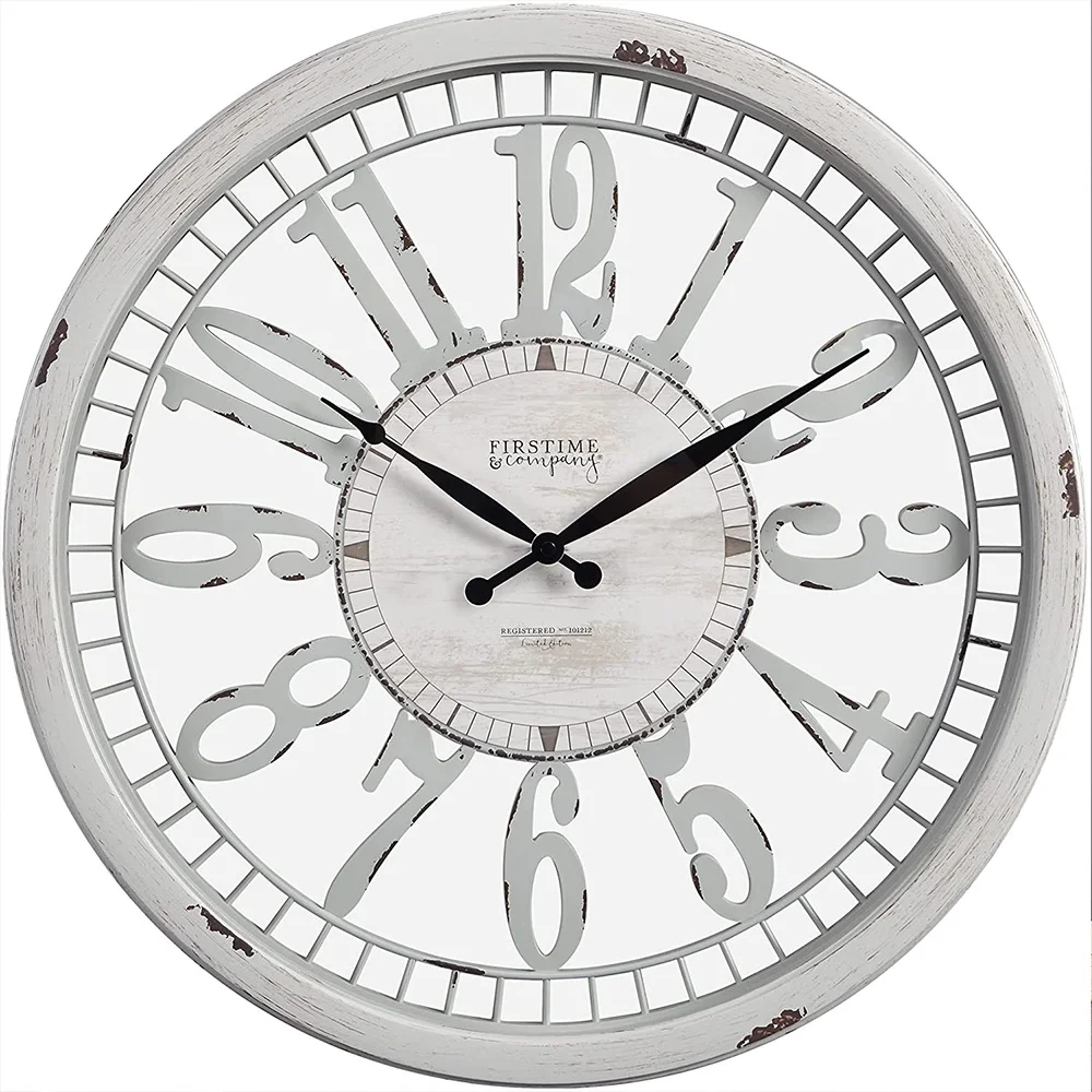 

13/18/20 Inch Whitney Wall Clock Antique Cream European Creative Quartz Wall Clock Decoration Living Room Study Mute Clock Retro