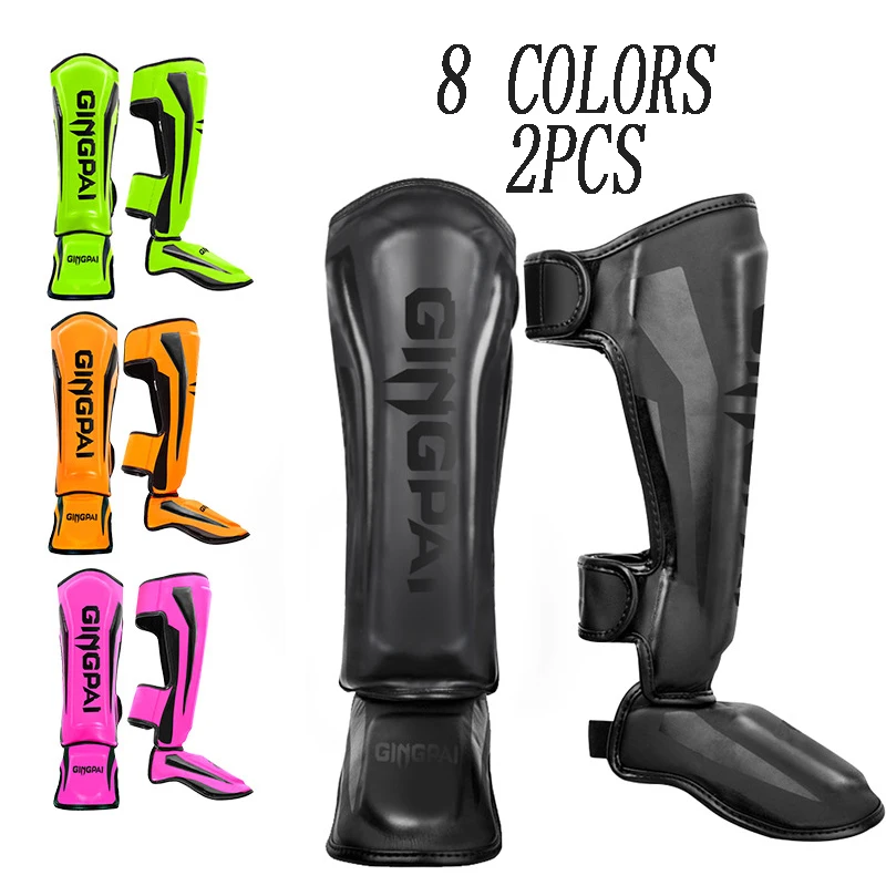 

1pairThickened Boxing Leggings PU Leather Protection Leggings Equipment Martial Arts Muay Thai Legs Taekwondo Ankle Protection