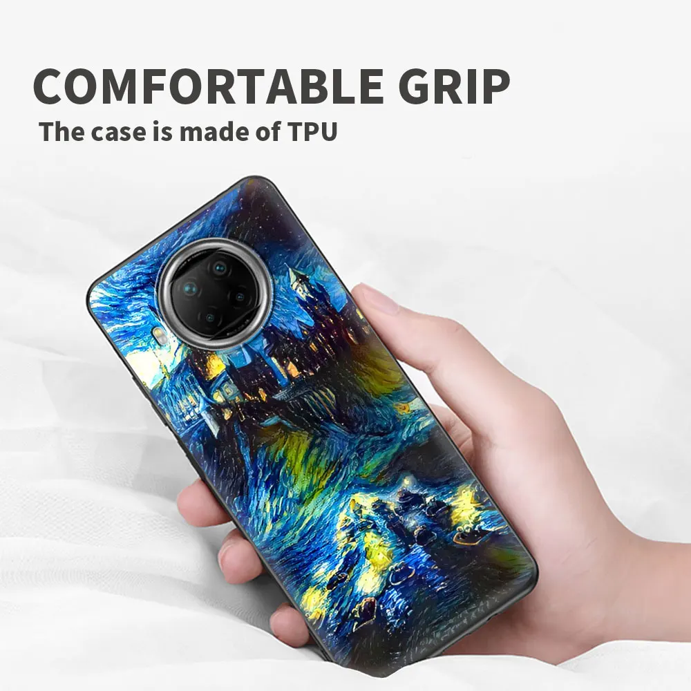 van gogh starry sky art for xiaomi redmi note 9s 11pro 8 10 black mobile phones case 9 4g k40 9c nfc 8t 7 9a soft celular cover free global shipping
