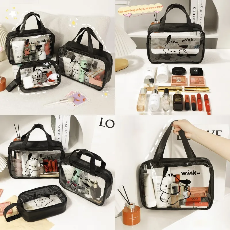 

Kawaii Sanrio Transparent Cosmetic Bag Anime Pochacco Travel Pvc Waterproof Handbag Large Capacity Storage Bag Cartoon Beach Bag