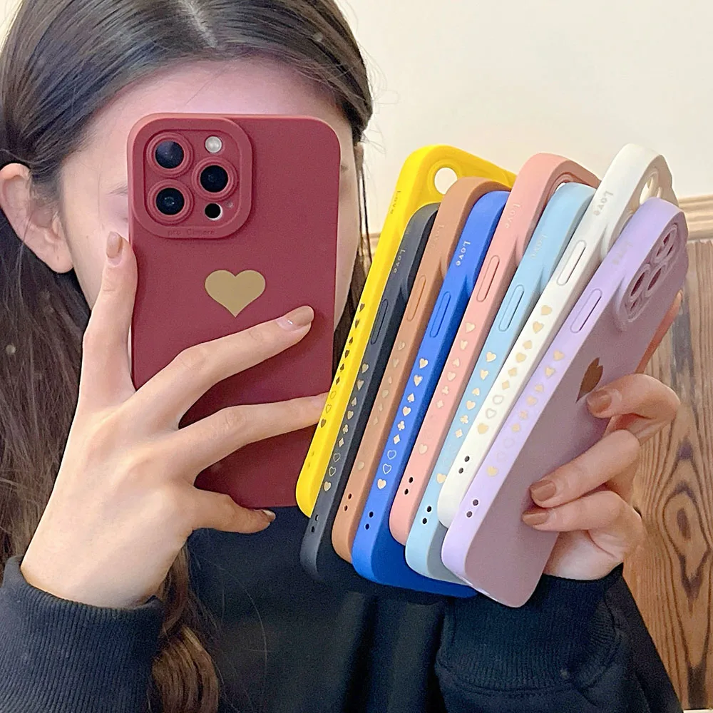 

Silicone Love Heart Case For Iphone 11 12 13 Pro Max Mini X XR XS Max 7 8 Plus SE 2020 Soft Back Cover Iphone11 11promax Funda