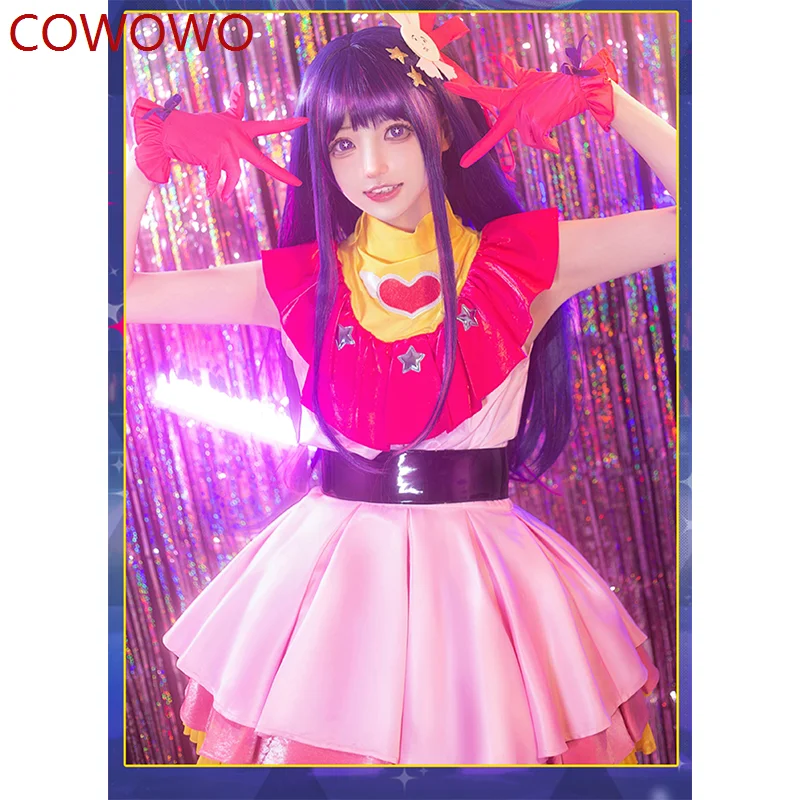 

COWOWO Anime Oshi No Ko Cosplay Hoshino Ai Kawayi Girl Dress Short Skirt Belt Wig Headdress Idol Stage Costumes Full Suit