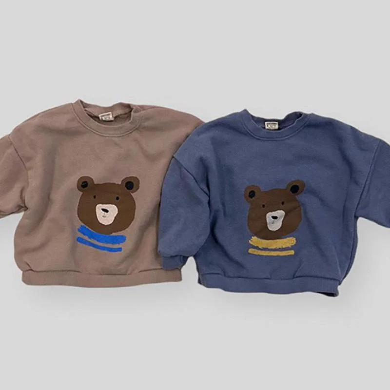 2022 Autumn New Baby Long Sleeve Sweatshirts Infant Boy Girl Cute Bear Print Sweatshirts Loose Toddler Cartoon Pullover Tops