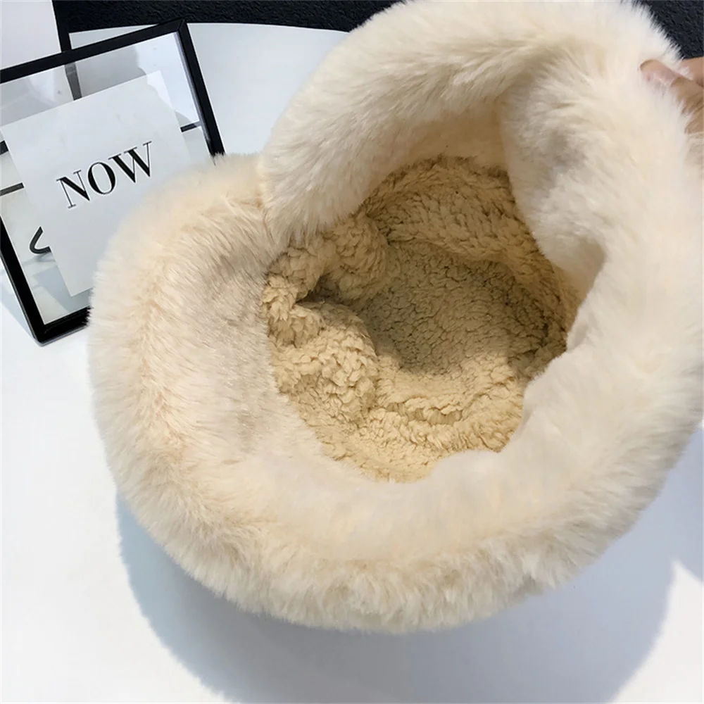 Панама пушистая женская зимняя теплая утепленная Кепка рыбака с защитой от