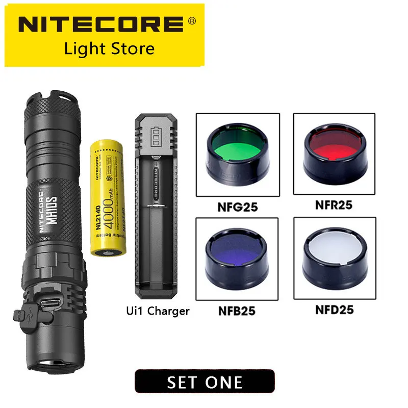 

Портативный фонарь NITECORE MH10S с дальним радиусом действия, 1800 люмен, usb-c, Аккумуляторный маленький фонарь с NL2140, 4000 мАч, летучая мышь