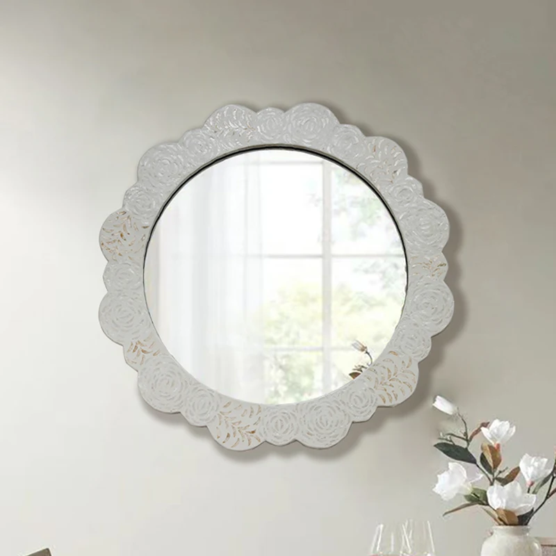 

Bathroom Wall Adhesive Decorative Mirror Makeup Round Aesthetic Vintage Mirror Shower for Bath Deco Mural Home Styling YX50DM