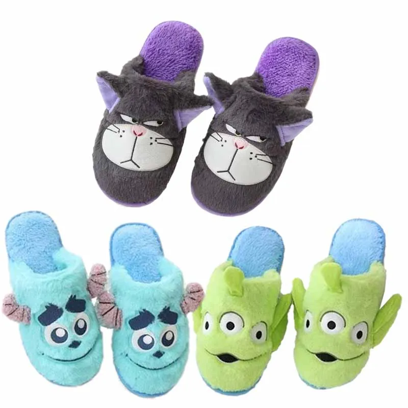 

Disney Lucifers James Sullivan Alien Anime Kawaii Cartoon Winter Plush Cotton Slippers Girl Home Indoor Non Slip Floor Shoes