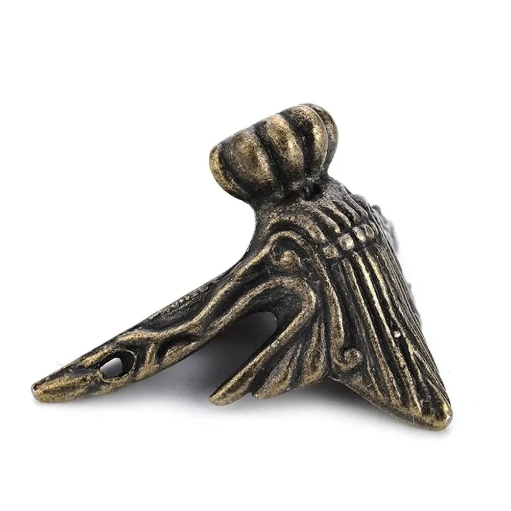

4PCS Antique Corner Protector Bronze Jewelry Chest Box Wooden Case Decorative Feet Leg Metal Corner Bracket Hardware Bracket