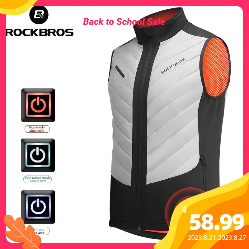 

ROCKBROS Heated Vest USB Heated Jacket Thermal Clothing Hunting Cycling USB Infrared Heating Vest Washable Men Winter Warm