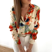 womens elegant blouses new loose lapel print long sleeve shirt fashion women blouses 2022 elegant summer