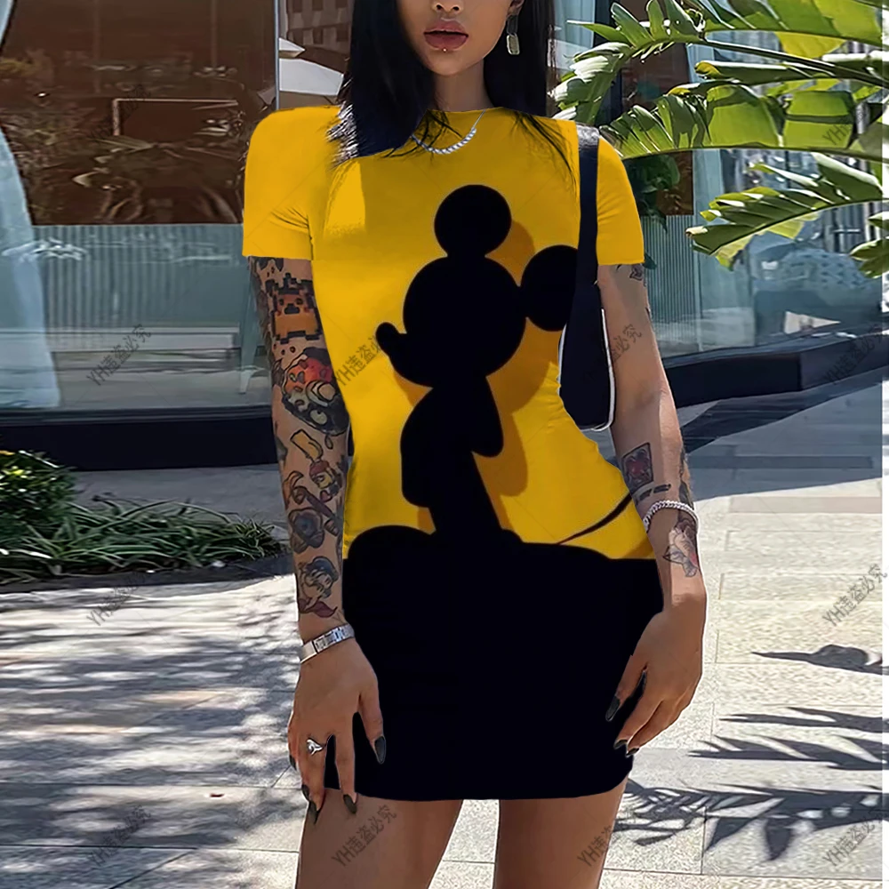 Женское Повседневное платье с модным принтом из мультфильма Диснея Микки 5XL