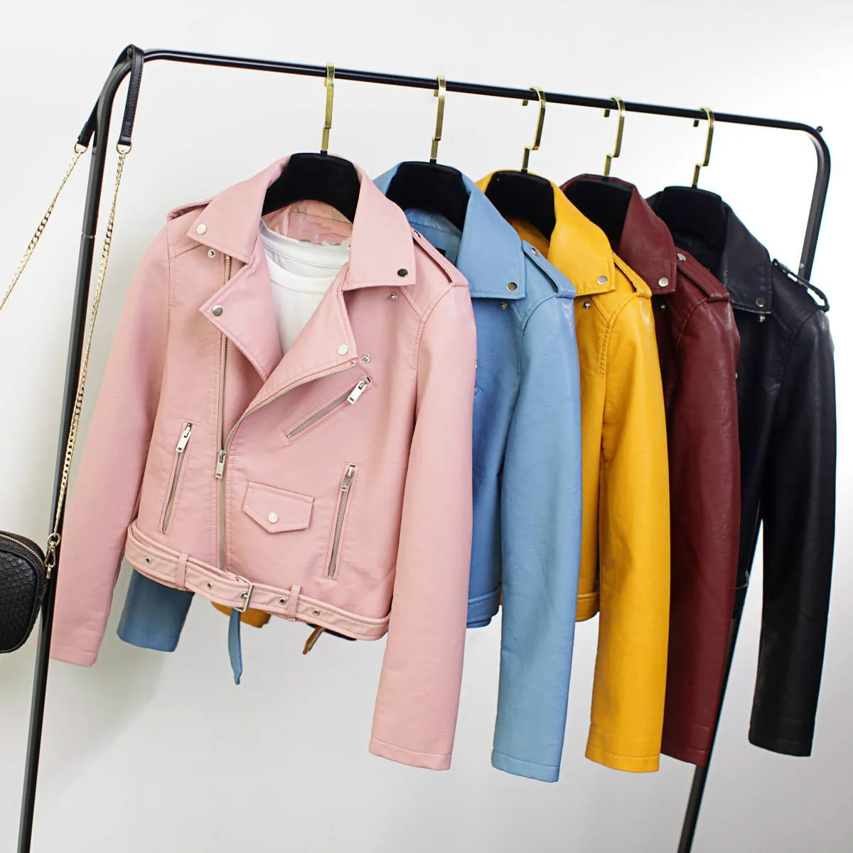 Women Fashion Zippers Faux Leather Jacket Minimalist Neutral Style Solid Motorcycle Jacket Coat PU Streetwear Autumn Winter 2023