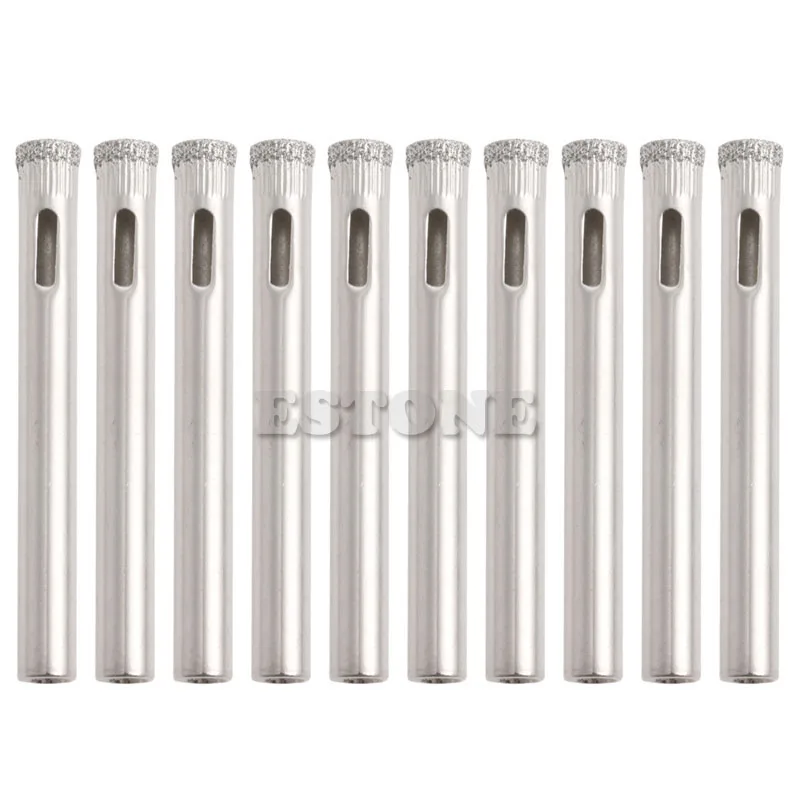 

New 10Pcs 6mm Diamond Coated Core Drill Bits Hole Glass Tile Ceramic Marble 85WC