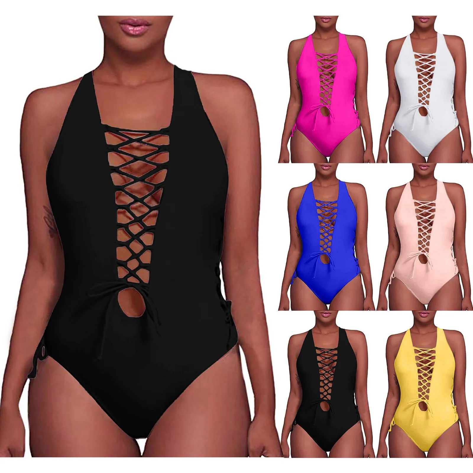 

Women Push Up Cutout One Piece Bikini Swimsuit Women's Bandage Push Up Monokini Swimwear Swimsuit Beachwear Bathing Suit