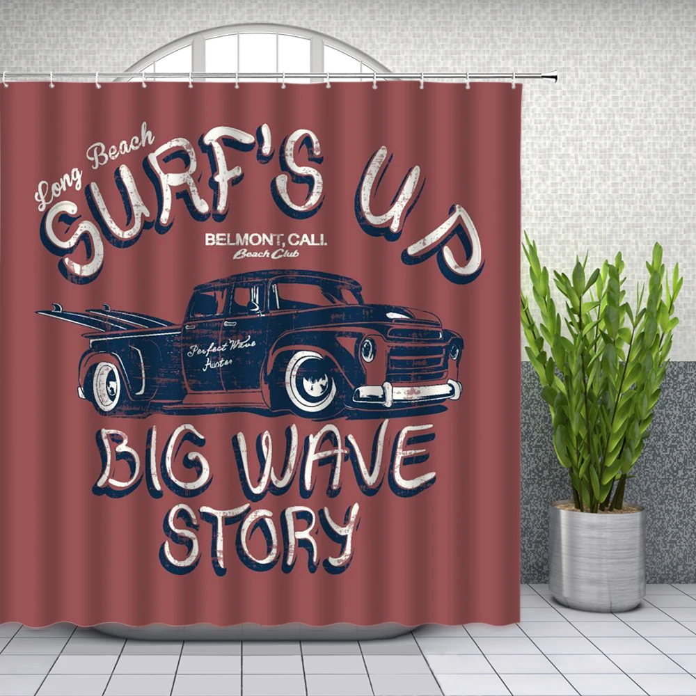 Ретро-занавеска для душа старая ностальгическая машина с классической