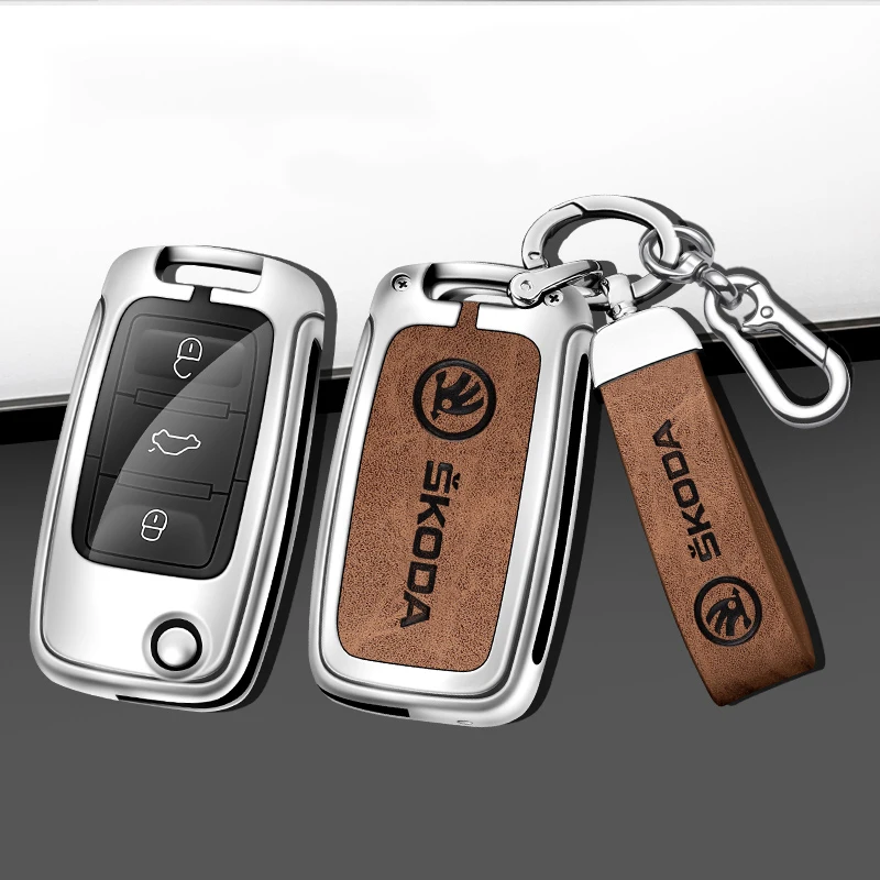 

Car Zinc Alloy Key Bag For Skoda Karoq Fabia Kodiaq Superb Octavia Kamiq Yeti Roomster Citigo Rapid Shell Key Case Accessories