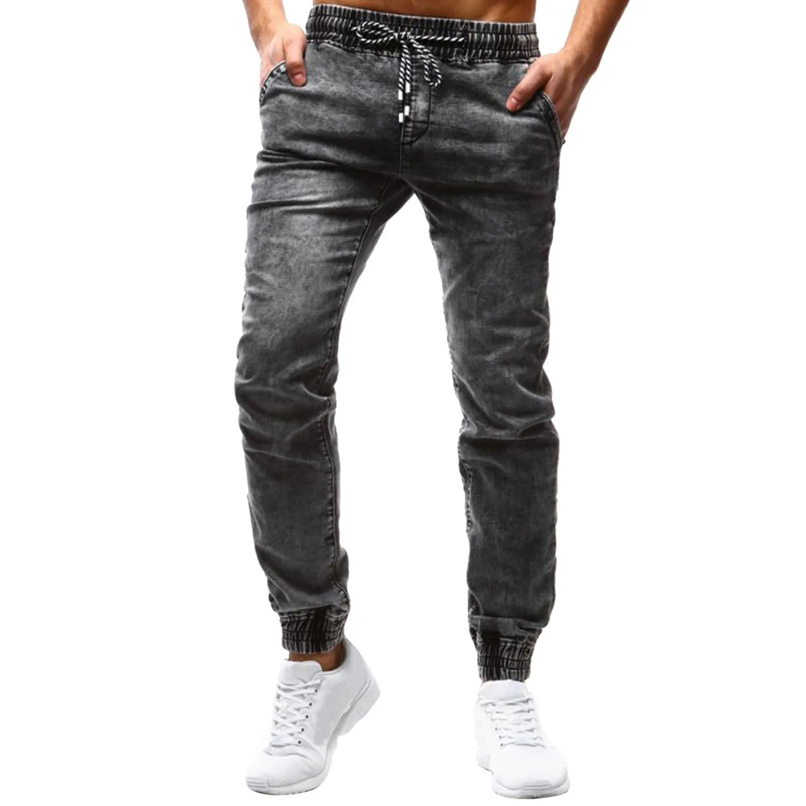 

Мужские Свободные повседневные джинсы на пуговицах с карманами и карманами на молнии