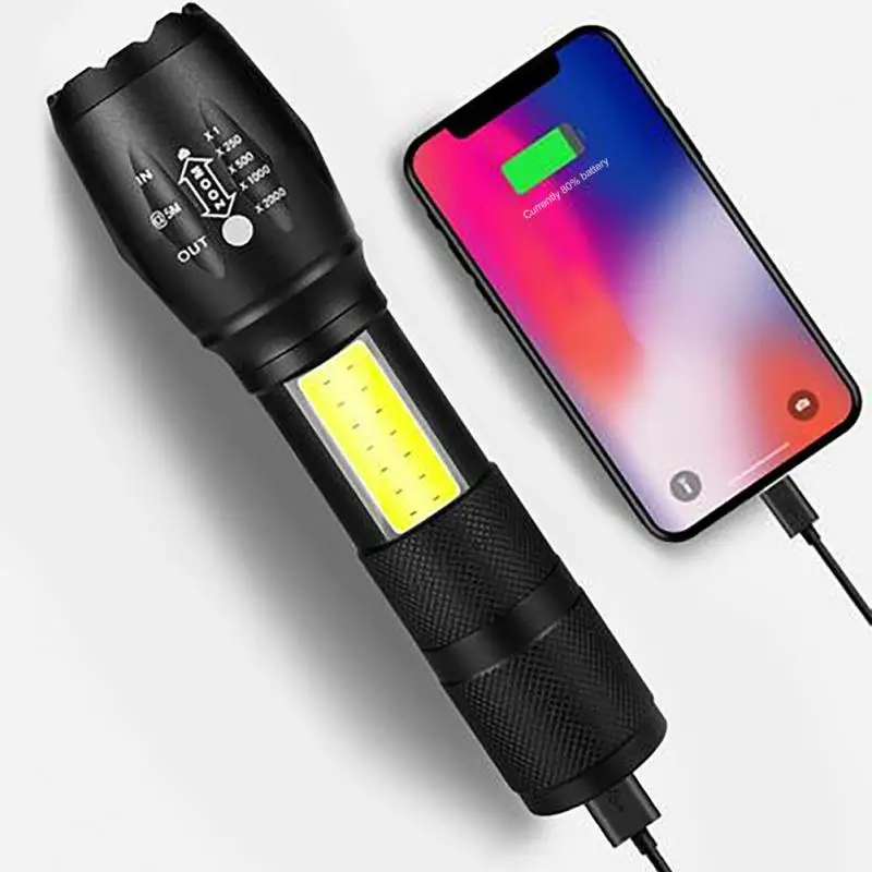

Новинка, самый мощный светодиодный фонарик с зумом, перезаряжаемый от USB Тактический светильник онарь, водонепроницаемый ручной фонарь с зу...