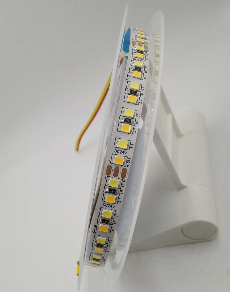Фото DC12V/24V SMD 2835 CCT двойная белая светодиодная лента с регулируемой яркостью WW CW цветовая температура регулируемая гибкая светодиодная лента 5 м №2