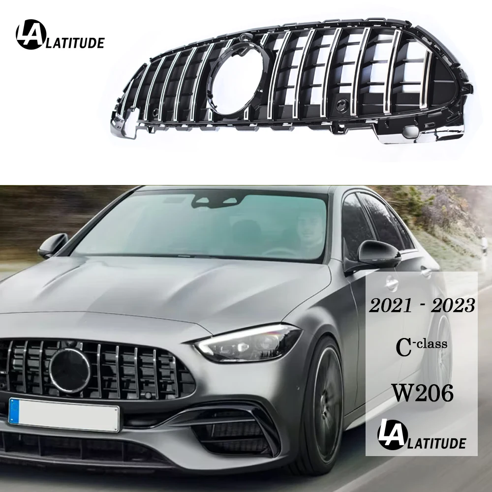 

W206 Grille, Panamericana GT ABS Front Radiator Grill for Mercedes C Class Sedan S206 Wagon C206 Coupe A206 Cabrio 2021 - 2023