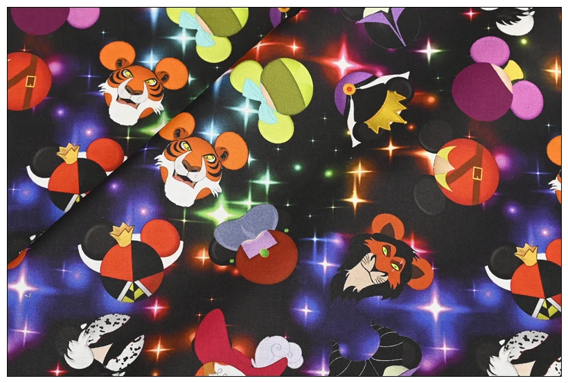 Disney Mickey Stitch Jungle Book Print 100% Cotton Fabric for Boy Clothes Hometextile Cushion Cover Backpack Needlework DIY - купить по