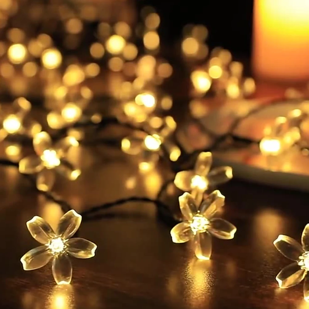 Уличная садовая Водонепроницаемая Свадебная гирлянда теплого белого цвета в