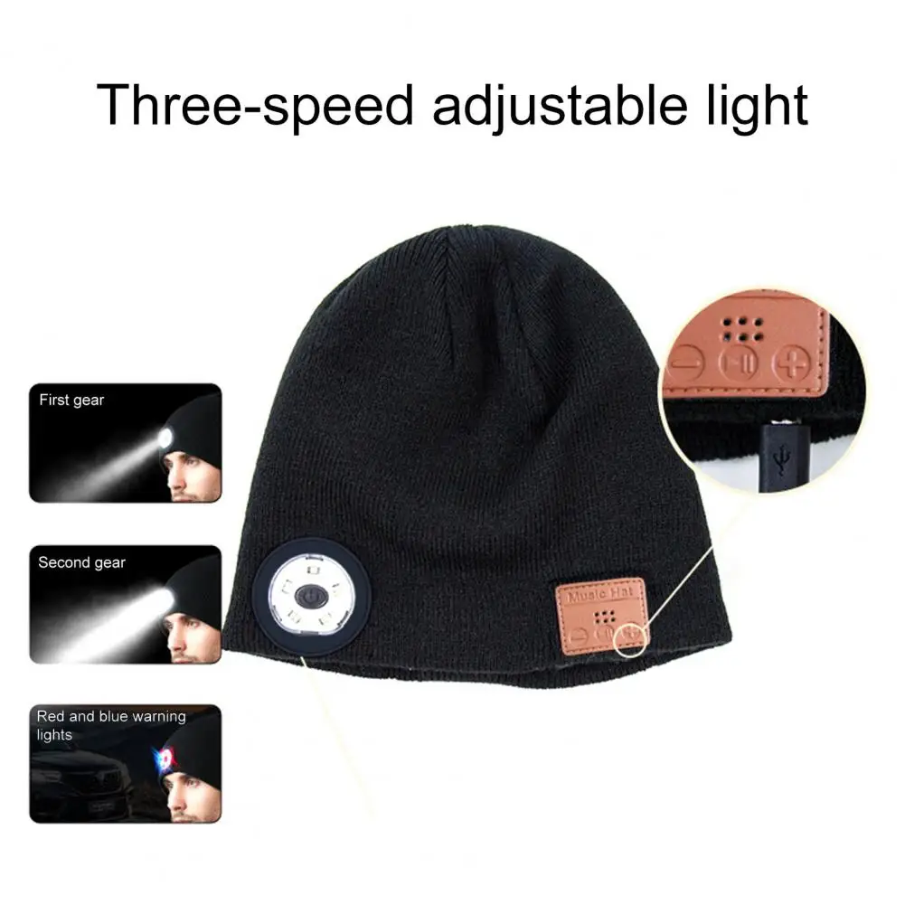 

3 Modes Washable Keep Warm Bluetooth-compatible 5.0 Binaural Stereo Beanies Hat Working Hat for Night Running