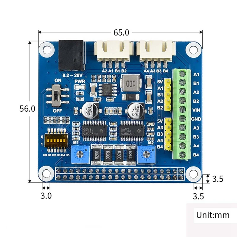 Плата драйвера шагового двигателя DRV8825 для Raspberry Pi 4B 3B + Zero 2 Вт модуль с двумя