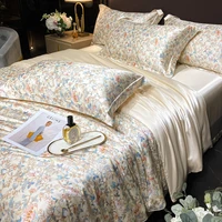mulberry silk luxury bedding set floral printed high end 100 silk satin 4pcs bedding sets summer soft smooth quilts cover