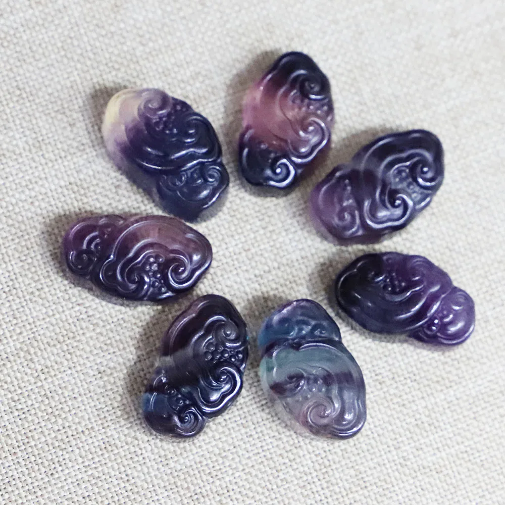 New Natural Stone Fluorite Smile Mini Clouds Quartz Carved Ornament Hand Polished Gifts Reiki Healing Home Decor Crystals 2Pcs