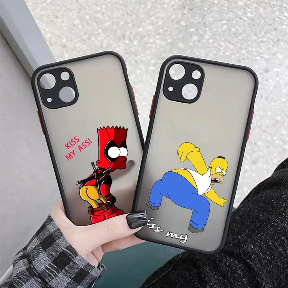 

Funny Hot Simpsons Boy Anime Cartoon Phone Case For Apple iPhone14 13 12 11 Pro Max 8 7 SE XR XS Plus Matte Cover Fundas Coques