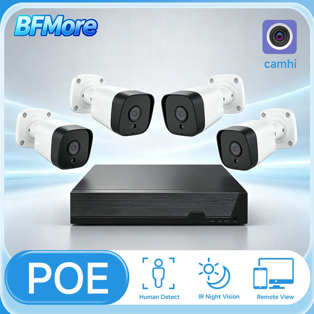 Фото BFMore 8-канальный 4K PoE NVR 8MP 5MP H.265 940нм сетевой видеорегистратор с двусторонней аудиосвязью для систем видеонаблюдения и камер безопасности ONVIF №1