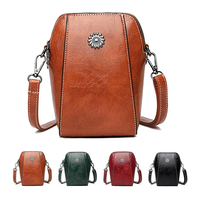 

All-Match Vertical Cellphone Bag,Women's Soft Leather Mobile Phone Bag,Mini Shoulder Waterproof Phone Bag