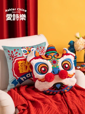 

Подушка с 3D вышивкой льва китайский новый год диван домашний декор подушка счастливая красная рыба Свадебная подушка стул подушка