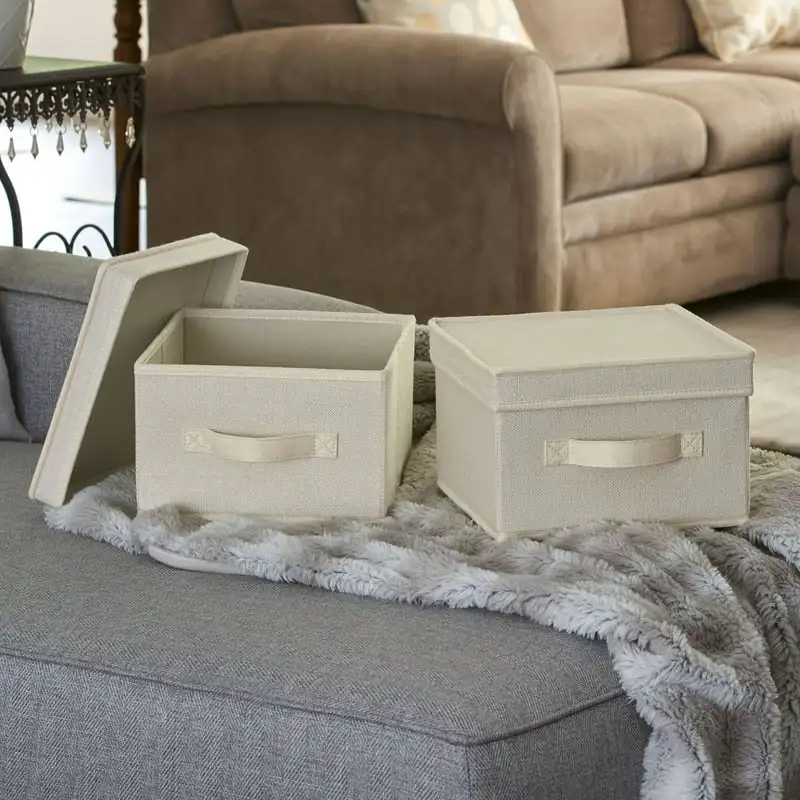 

Fabric Storage Bin with Lid, Set of 2,Cream Linen Hanging kitchen waste bin Compost bin for kitchen мусорное ведро