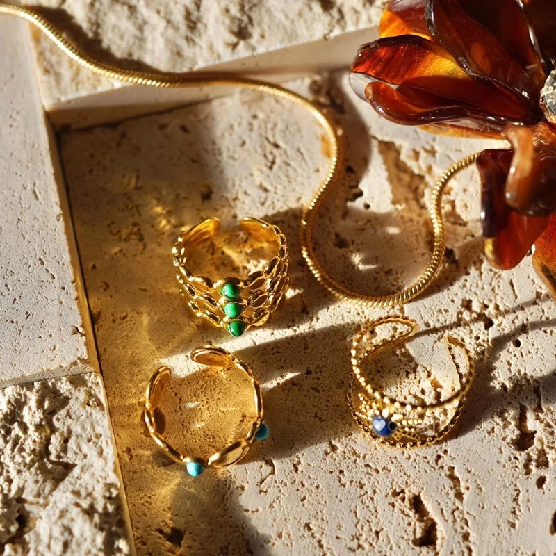 Экзотическое Многослойное Полое Широкое Кольцо Золото Медь Модный Аксессуар Для