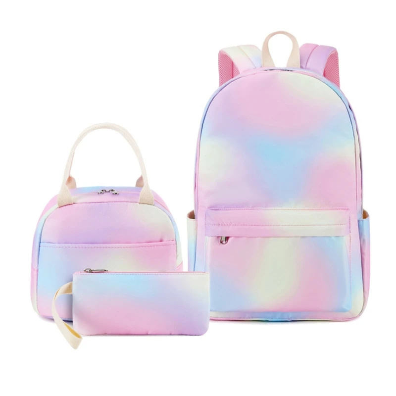 

School Backpack with Lunch Tote Pencil Bag Multi Pocket Schoolbag Cute Student Daypack Book Bags for Teen Girls