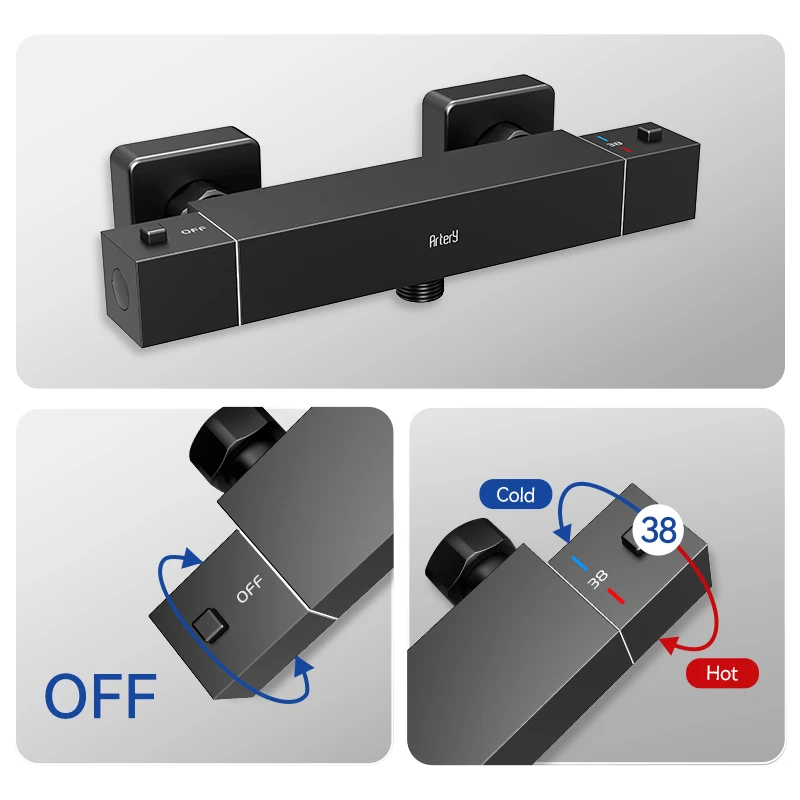 Артериальный термостатический смеситель латунный для душа ванной комнаты
