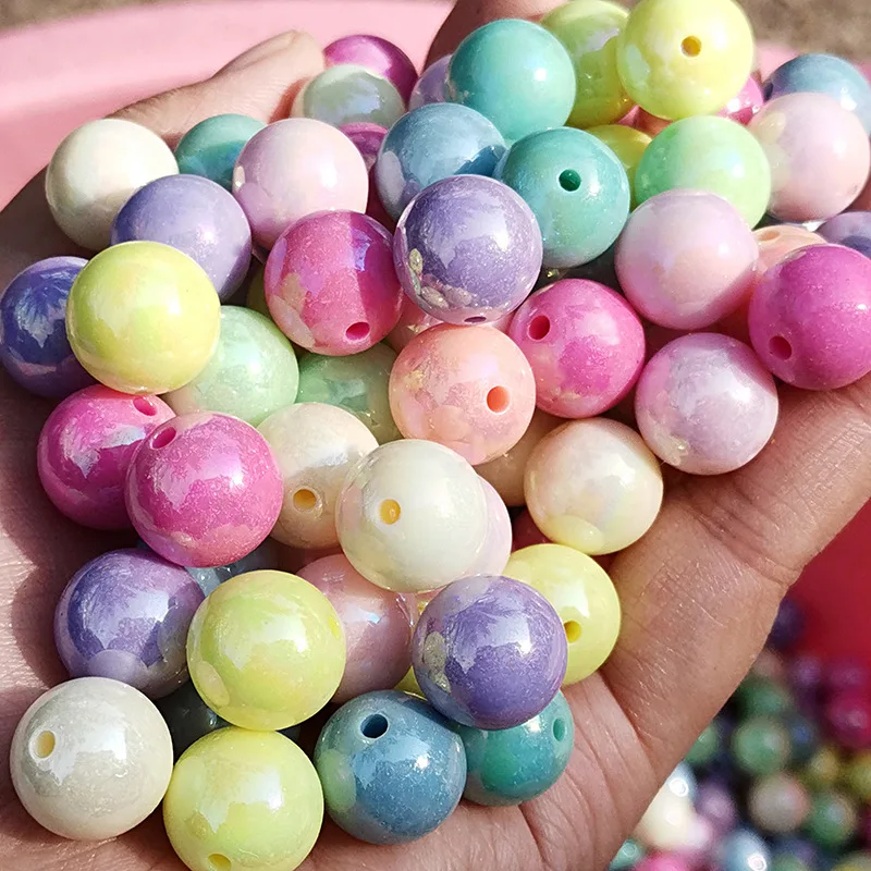 

New Miracle AB Spring Pastel Colors Round Gumball Bubblegum Necklace Jewelry Beads Acrylic Bracelet Beads 6mm 8mm 10mm 12mm 14mm